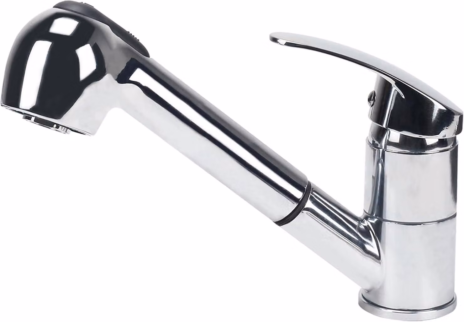 Miscelatore da cucina con doccetta estraibile, regolabile in altezza, colore nero, realizzato in alluminio, per uso in cucina