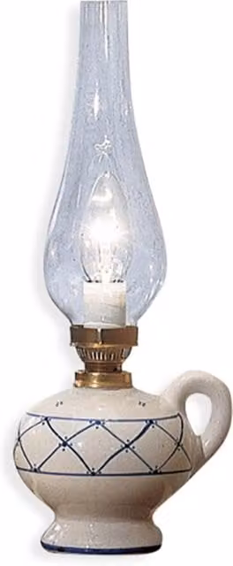 Lumetto Classico Pompei Ferroluce in Ceramica Bianca e Ottone Satinato con 1 Luce E14