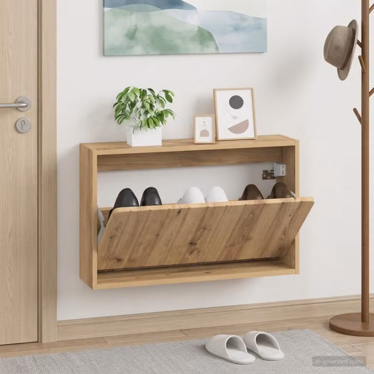 Mobiletto per scarpe da muro vidaXL ZWOLLE moderno marrone L: 71 cm, P: 17 cm, H: 43 cm