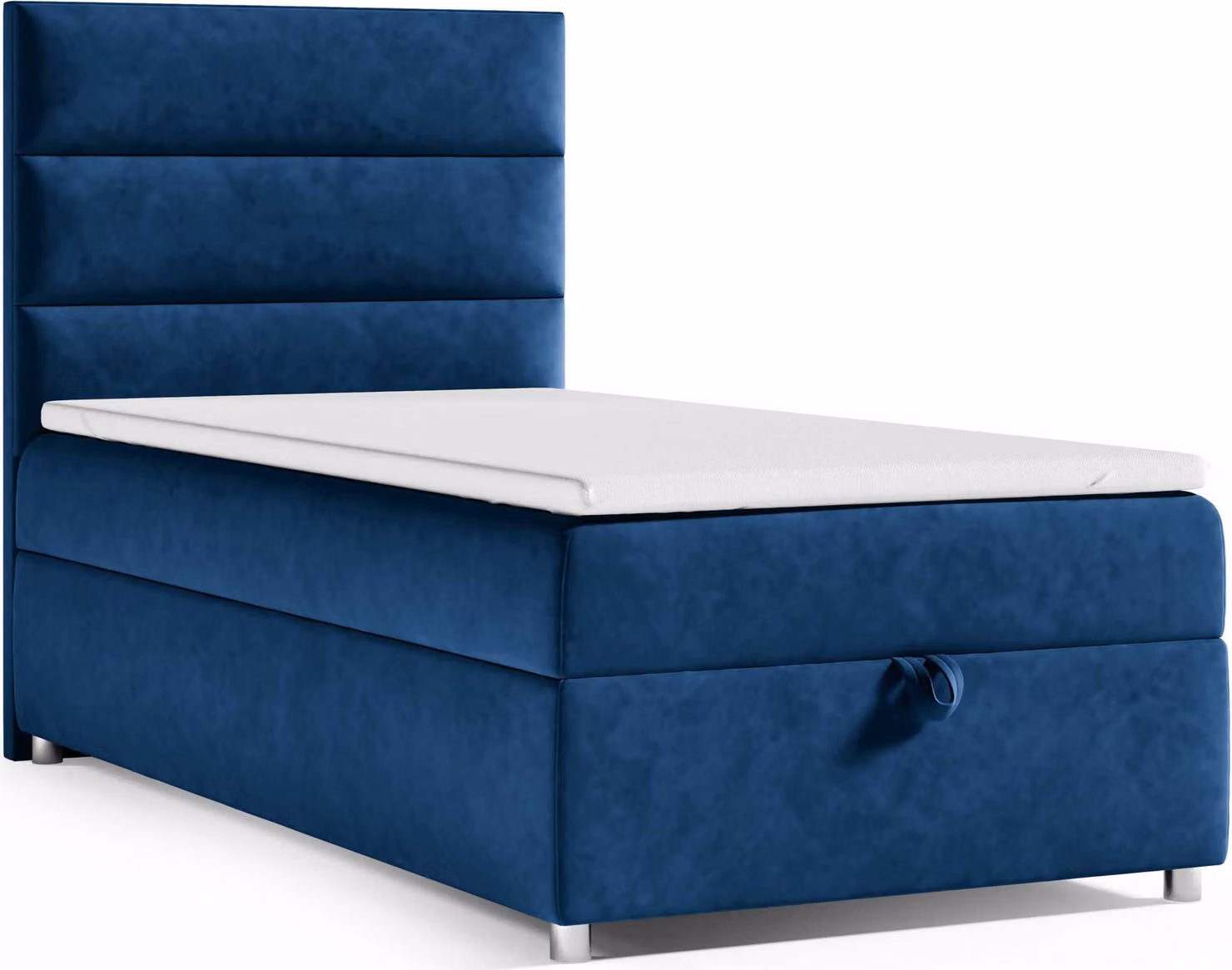 Best for Home Letto boxspring con contenitore Trinity K4-SINGLE 90x200 Materasso a molle Bonell incl. topper - Blu