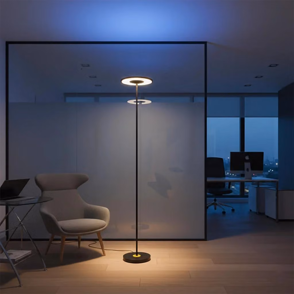 Lampada da terra LED Planetitaly Nera, Dimmerabile RGBW con Telecomando, Orientabile 360 gradi, Altezza: 200 cm – 2