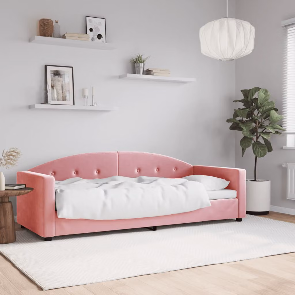 Letto da giorno vidaXL in velluto rosa con struttura imbottita L: 80 cm, P: 200 cm