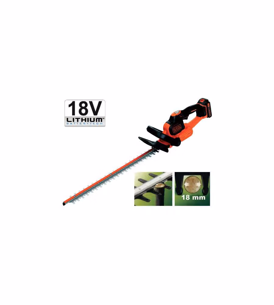 Tagliasiepi a batteria Black+Decker 18V GTC 18502 PC con lama in acciaio nero e arancione – 2