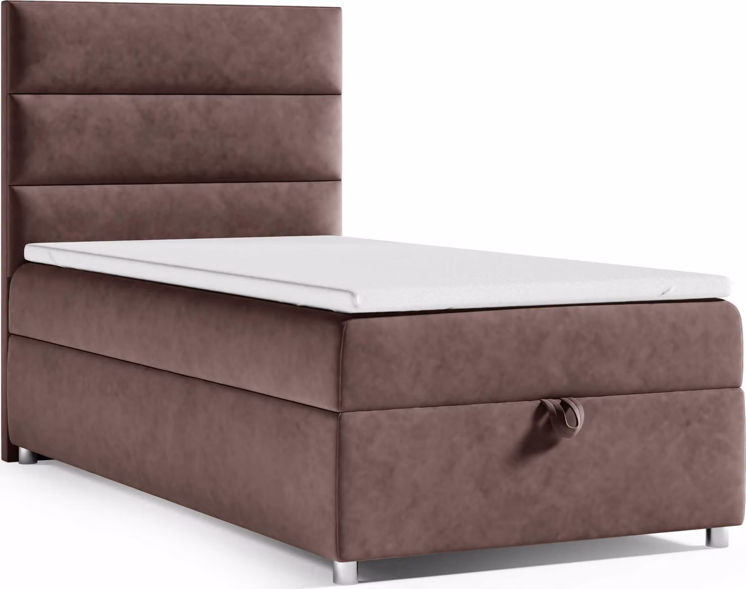 Best for Home Letto boxspring con contenitore Trinity K4-SINGLE 90x200 Materasso a molle Bonell incl. topper - Marrone