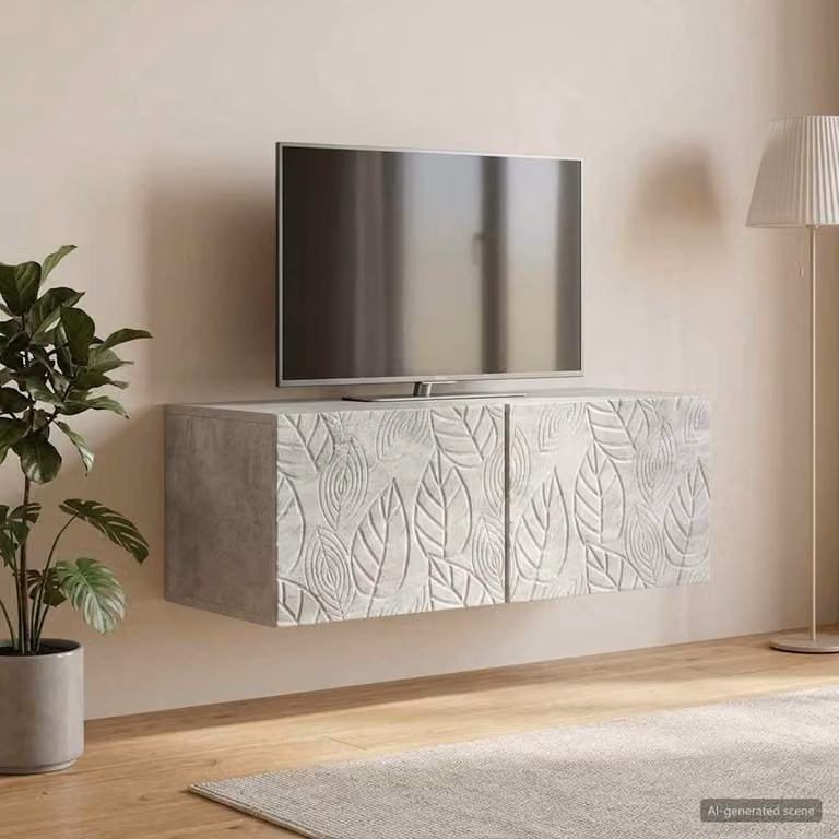 vidaXL Mobile Porta TV da Muro in Legno Grigio Vintage L: 59,5 cm, P: 31 cm, H: 30 cm