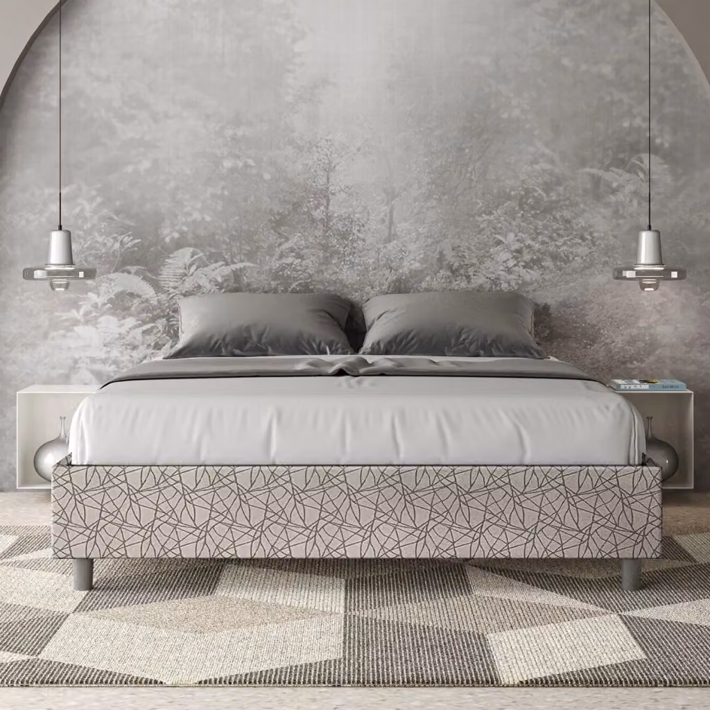 Letto Matrimoniale Sommier GIORDANOSHOP Grigio con Rete a Doghe in Legno L: 172 cm, P: 222 cm, H: 39 cm – 2