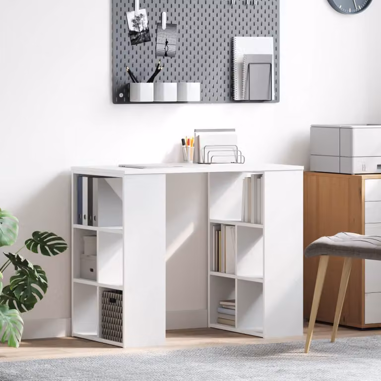 Scrivania bianca minimalista vidaXL in legno MDF L: 90 cm, P: 50 cm, H: 75 cm