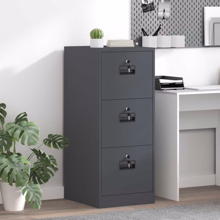 vidaXL Armadio per File in Metallo con Cassetti e Serratura Antracite L/P/H: 44 x 50 x 106.5 cm