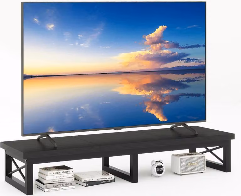 Mobile TV tavolo 114 cm 2 contenitori nero soggiorno sala da pranzo camera da letto