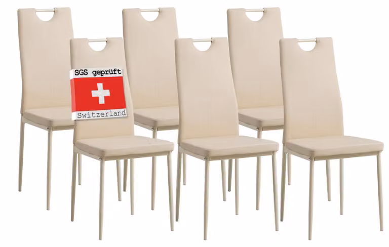 Sedie da pranzo Albatros SALERNO Set di 6, Beige - Elegante design italiano, Sedia imbottita con rivestimento in Pelle finta, moderna ed elegante per il tavolo da pranzo - Sedia da cucina Sedia da sala da pranzo ad alta capacità di carico