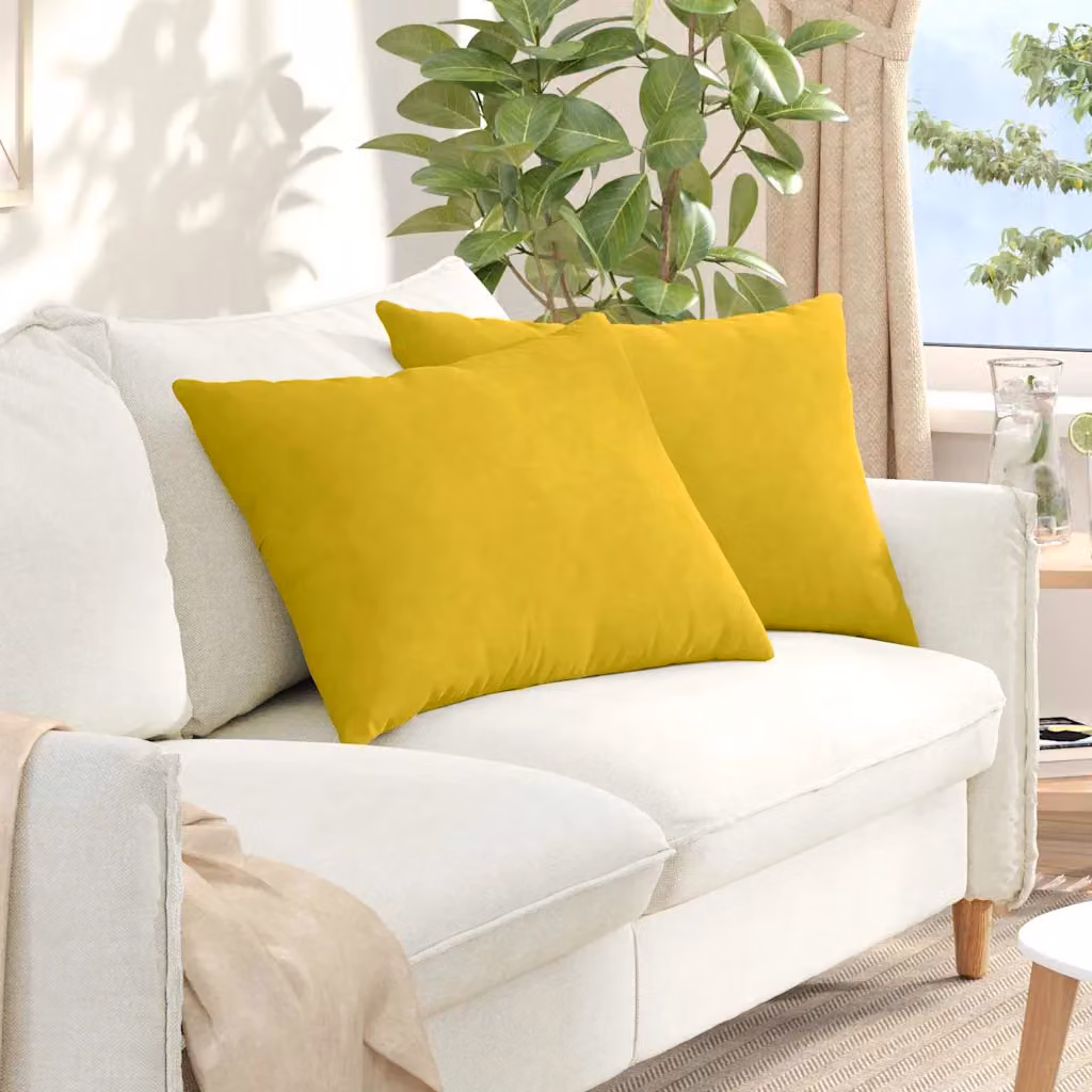 Set di 2 cuscini da divano vidaXL in tessuto a coste giallo, L 70 cm x P 50 cm