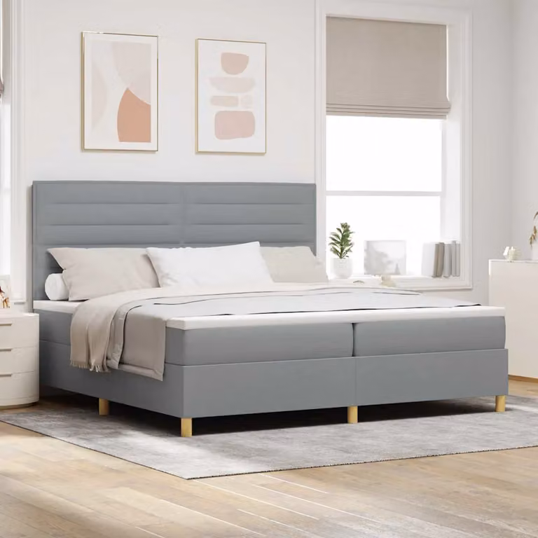 Letto a molle con materasso vidaXL in tessuto Grigio chiaro L: 200 cm, P: 200 cm, H: 280 cm