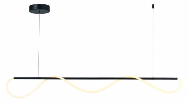 Lampada a sospensione a LED ACA, 60 W, 3000 K, 3300 lm, WAVE, metallo nero, IP20, 190 x 6 x 215 cm, ZM36LEDP190BK