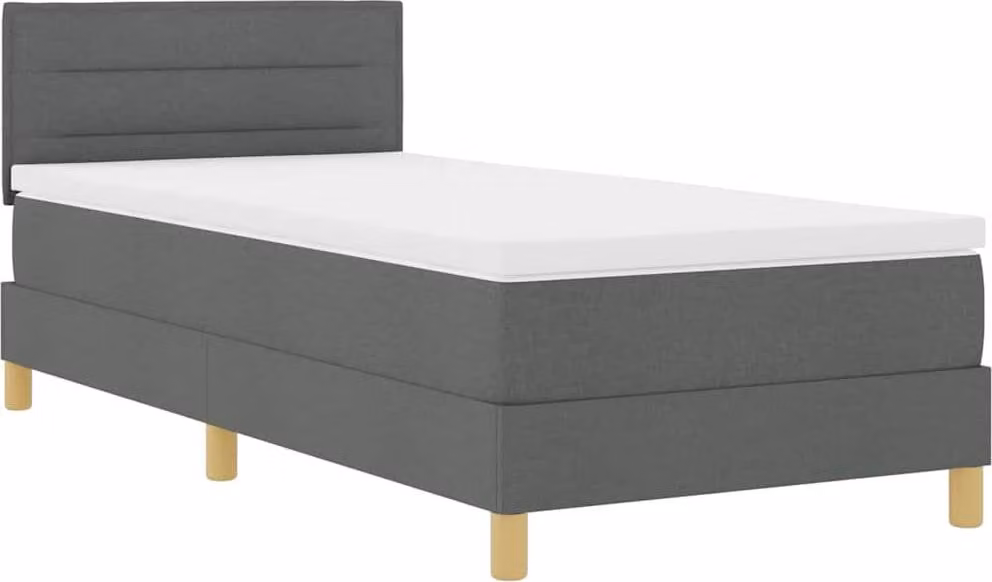 Letto boxspring a LED vidaXL con testiera, grigio scuro, 90 x 190 cm, tessuto