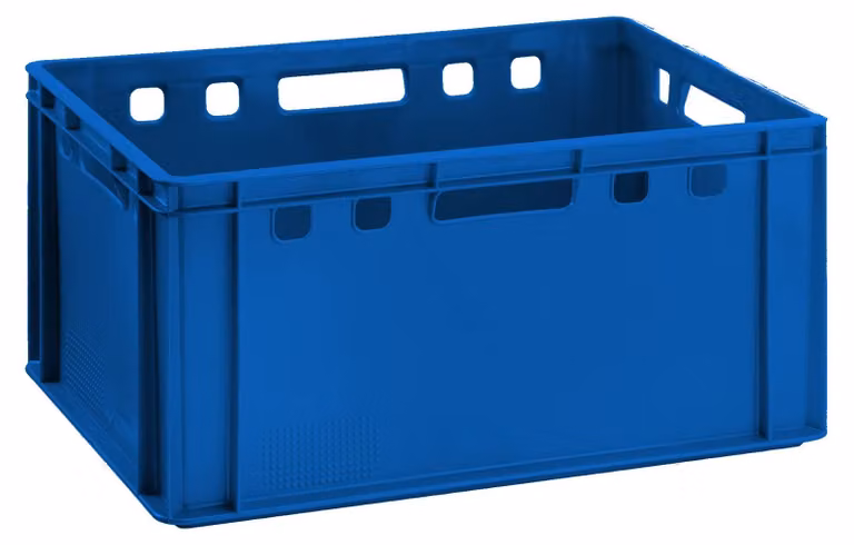 Cassa per carne E3 blu 60x40x30cm Cassa di stoccaggio Eurobox alta dalla Germania sicura per gli alimenti, robusta, impilabile