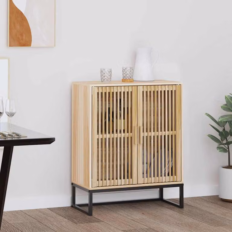 Credenza a parete vidaXL in legno e metallo, stile classico, marrone e beige, L: 60 cm, P: 30 cm, H: 75 cm