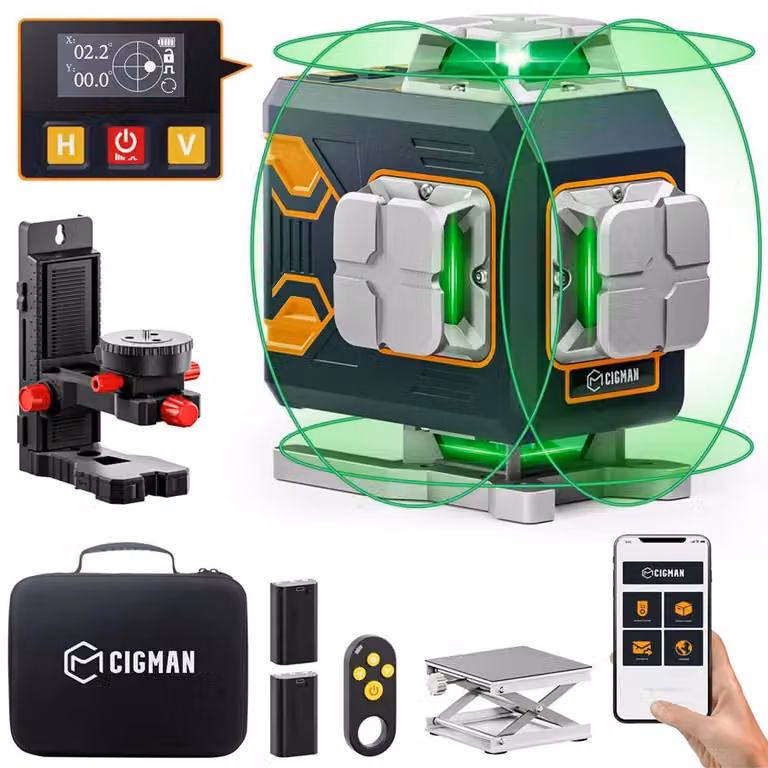 Livella laser, 4 piani laser a 360°, controllo Bluetooth, modello CM-S02