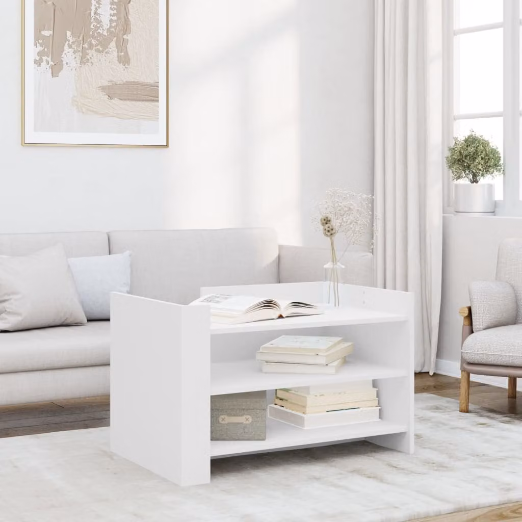 vidaXL Tavolino da Salotto Bianco in Legno e MDF L: 80 cm, P: 50 cm, H: 50 cm