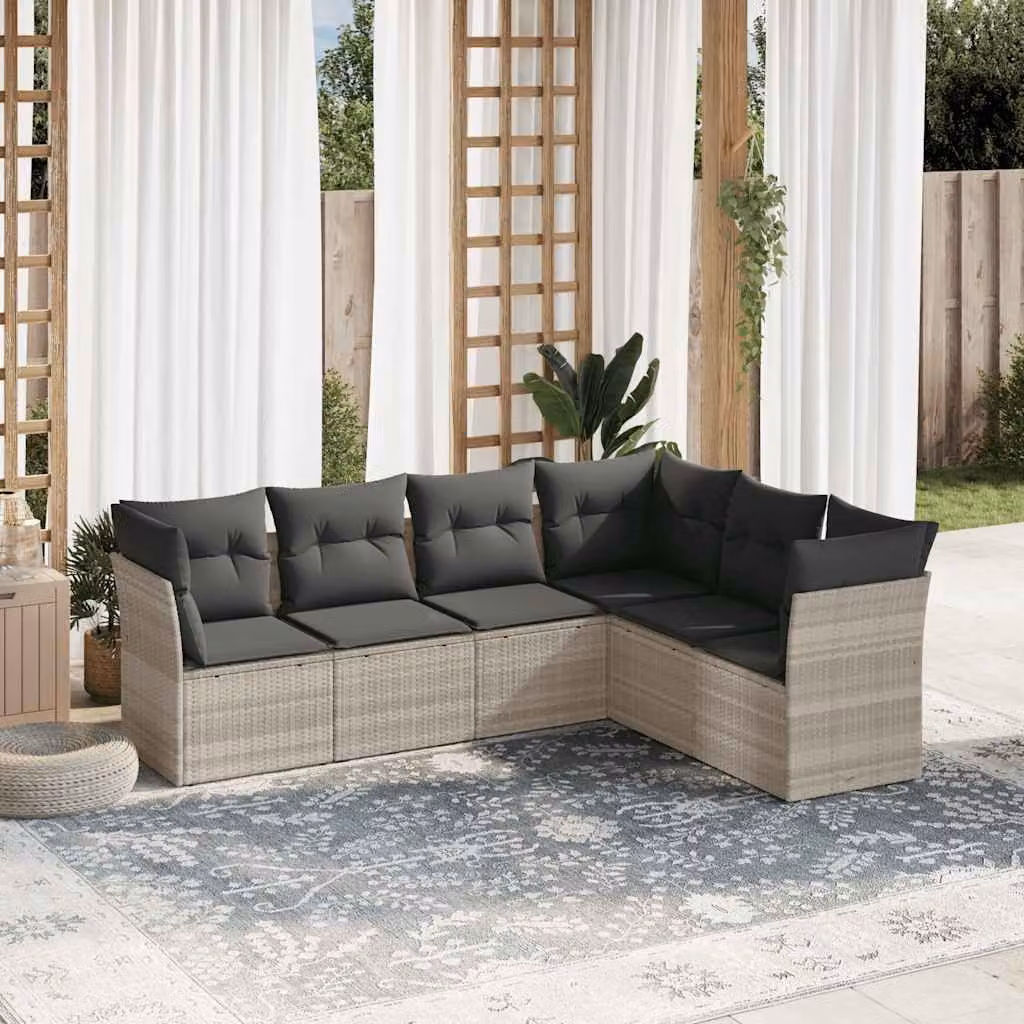 Set Divano da Giardino a L vidaXL in Polyrattan Grigio con Cuscini Imbottiti e Rivestimenti Rimovibili – 1