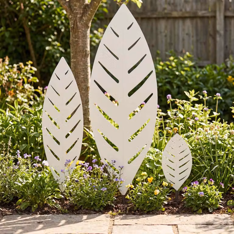Set di 3 pali da giardino vidaXL in metallo bianco, L/P/H: 116,5 x 35 x 3 cm