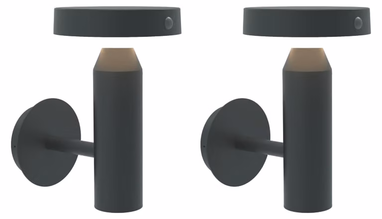 Set di lampade solari, 2 pezzi, grado di protezione IP44, con sensore di movimento, autonomia di 55 ore, per uso esterno