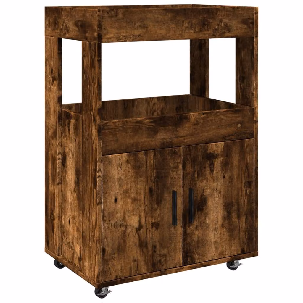 Carrello bar in rovere fumé 60x39,5x89 cm Materiale in legno