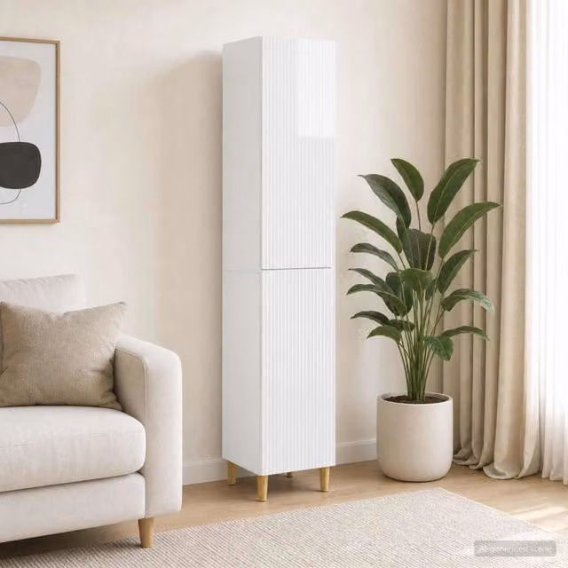 Set di 2 armadi moderni vidaXL in MDF bianco lucido con ante scorrevoli e cassetti interni