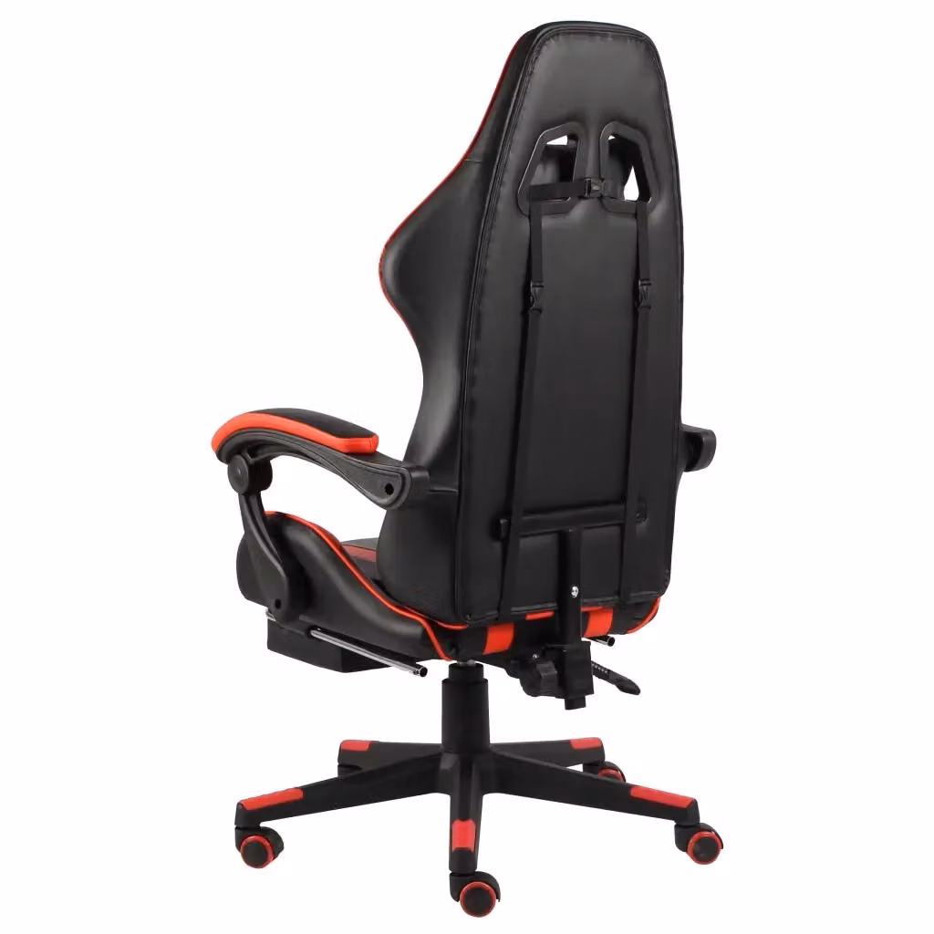 Sedia da Gaming vidaXL in Similpelle Nero e Rosso con Poggiapiedi e Supporto Cervicale – 2