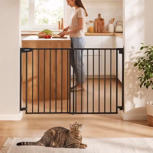 Cancelletto di Sicurezza per Bambini VEVOR Nero, Larghezza Regolabile da 77,8 a 121 cm, Altezza: 92 cm