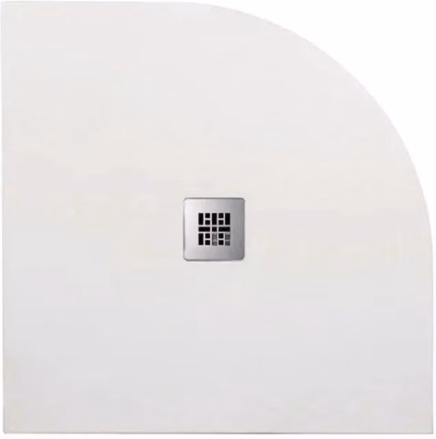 Piatto doccia semicircolare d'angolo in marmoresina bianco Stone Free L 90 cm x P 90 cm