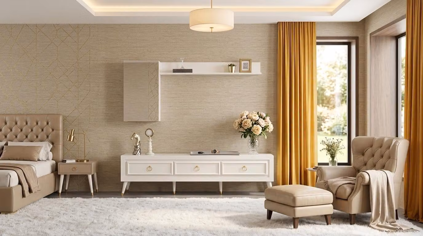 Mobile parete, armadio, soggiorno, stile moderno, colore bianco, nuovo, pratico