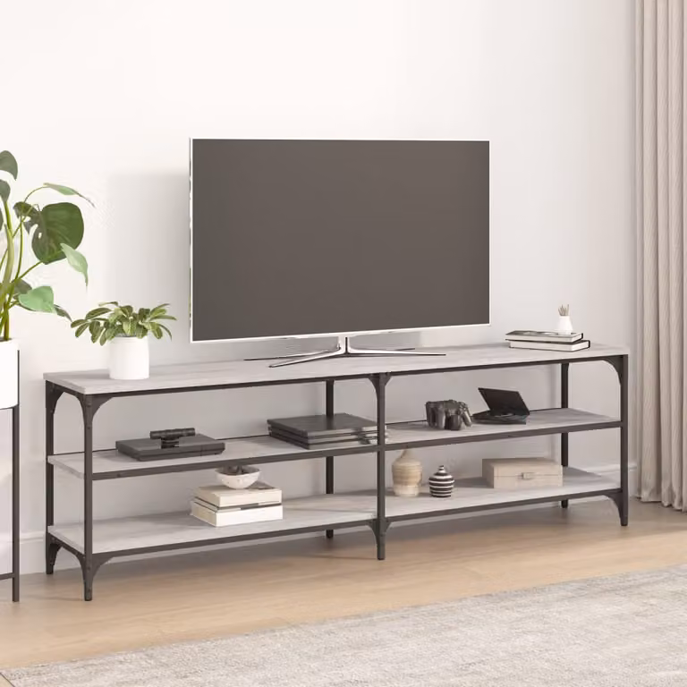 vidaXL Mobile Porta TV in Stile Industrial Grigio con Legno e Metallo L: 160 cm, P: 30 cm, H: 50 cm