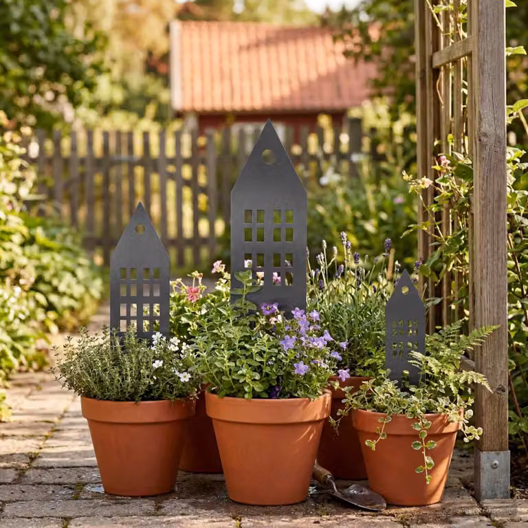Set di 3 pali da giardino vidaXL in metallo color antracite, L/P/H: 41 x 10 x 0,08 cm
