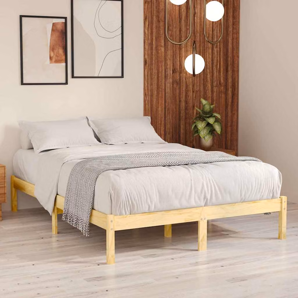 vidaXL Giroletto in Legno Massello di Pino Marrone L: 120 cm, P: 200 cm