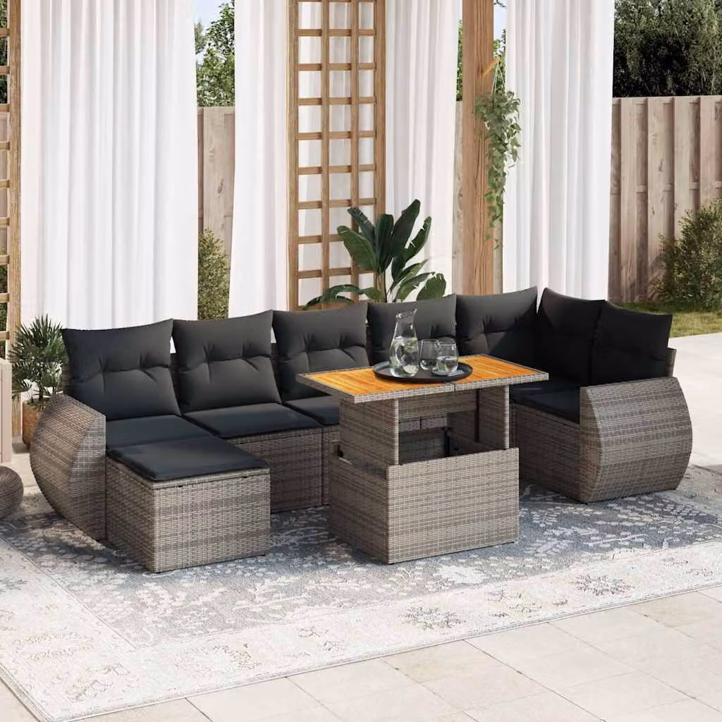 Maison Exclusive - Set Divano da Giardino 8 pz con Cuscini Grigio in Polyrattan