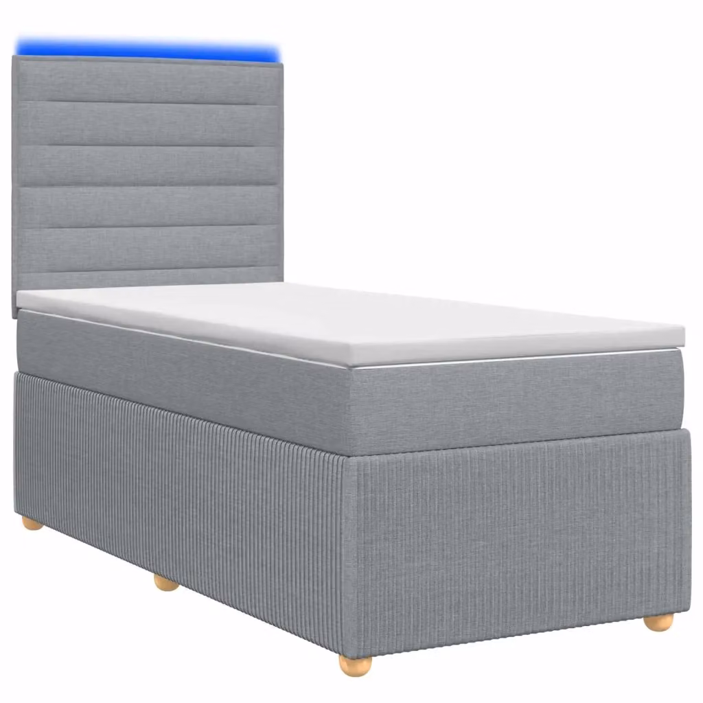 Letto Box Spring vidaXL con Materasso Ibrido e Illuminazione LED, Grigio e Bianco, L/P: 100 x 200 cm – 2