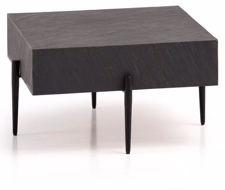 Tavolino 64x64x35 cm pietra / metallo tavolo pieghevole antracite quadrato | Wohnling