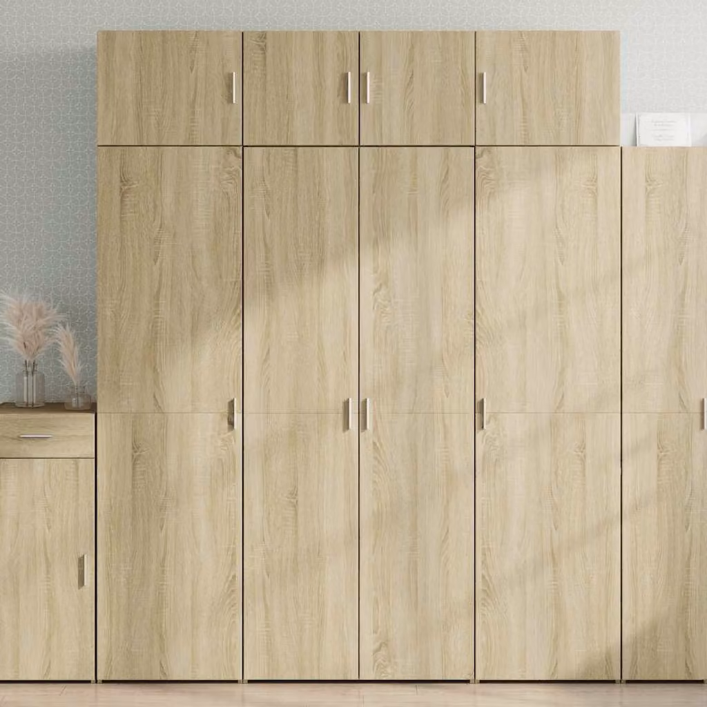Armadietto a muro vidaXL in rovere color marrone e beige con ante a battente L: 80 cm, P: 42,5 cm, H: 225 cm