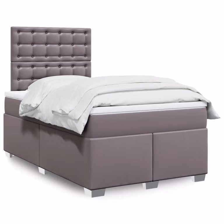 vidaXL Giroletto a Molle con Materasso in Similpelle Grigio e Bianco L/P/H: 120 x 200 cm
