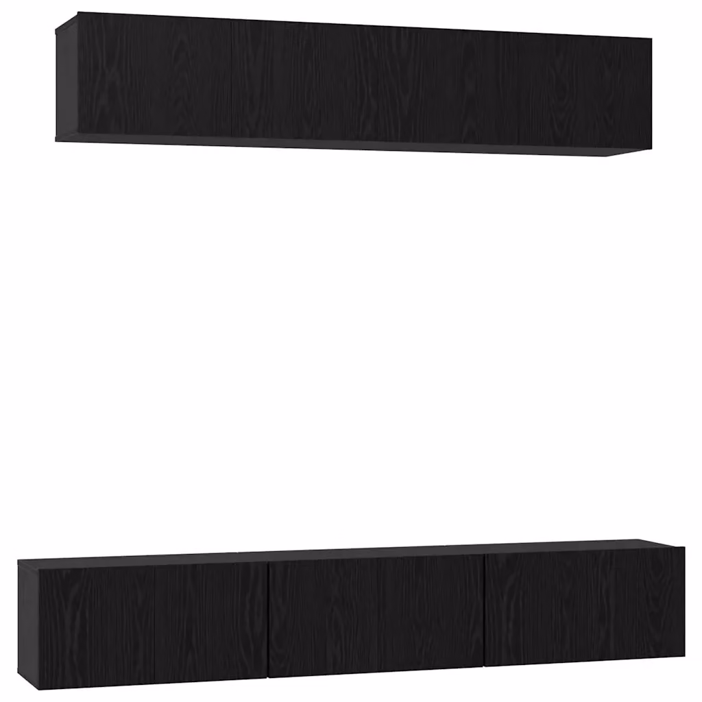 Set mobile TV moderno vidaXL in 6 pezzi, Rovere e Nero, in legno MDF per soggiorno – 2