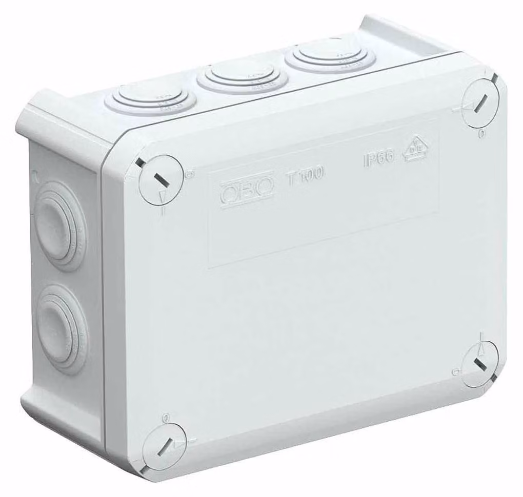 Scatola di derivazione da esterno - Montaggio a parete - IP66 - 10 x M25 - Grigio chiaro RAL 7035 - 136 x 102 x 57 mm