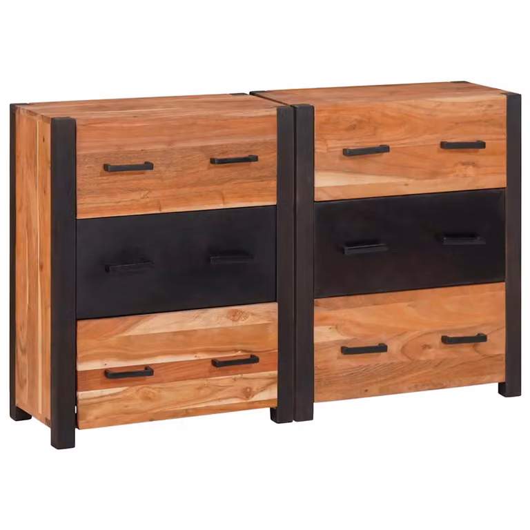 Credenza 3 pezzi vidaXL in legno di acacia massello marrone L: 110 cm, P: 30 cm, H: 75 cm