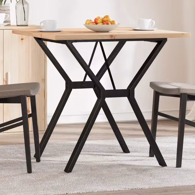 Tavolo da Pranzo Quadrato vidaXL in Legno di Pino e Metallo Marrone con Telaio a X L: 80 cm, P: 80 cm, H: 75,5 cm