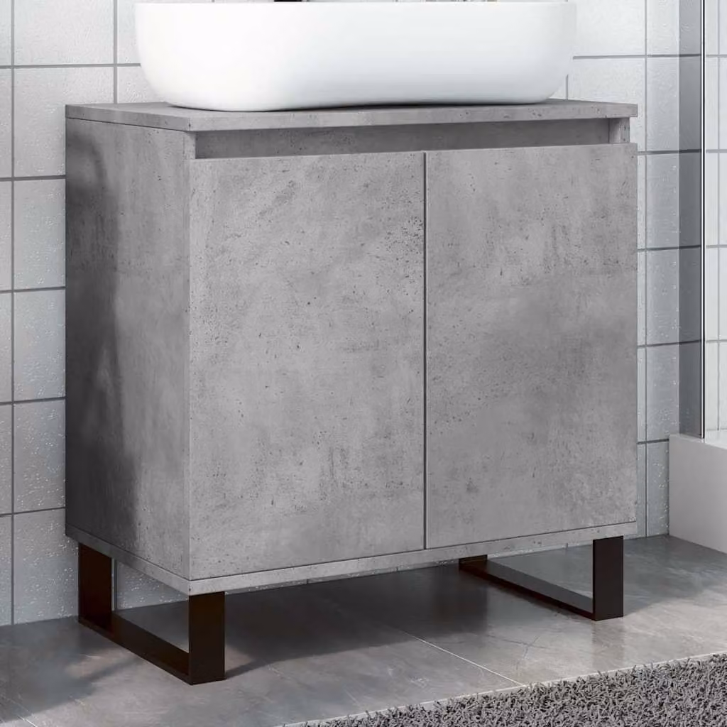 Armadietto da bagno vidaXL in stile industriale grigio con ante a battente, L/P/H: 58 x 33 x 60 cm