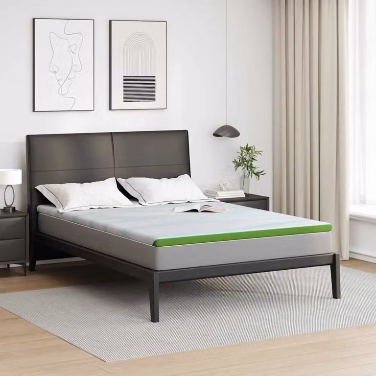 Topper per materasso vidaXL Bianco e Verde 140 x 190 cm