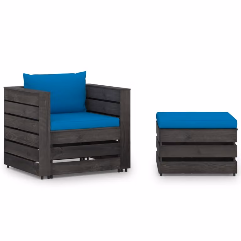 Maison Exclusive - Set da giardino a 2 pezzi con cuscini, grigio, in legno trattato