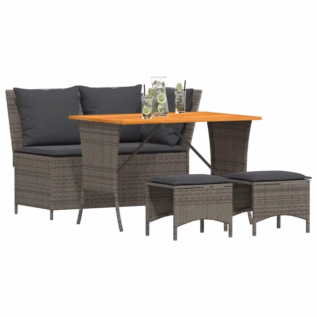 Set da pranzo da giardino moderno vidaXL in legno di acacia oliato e polyrattan grigio – 2