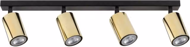 Plafoniera moderna a barra Sigma Lighting in metallo nero e oro con 4 spot GU10 regolabili e dimmerabili – 1