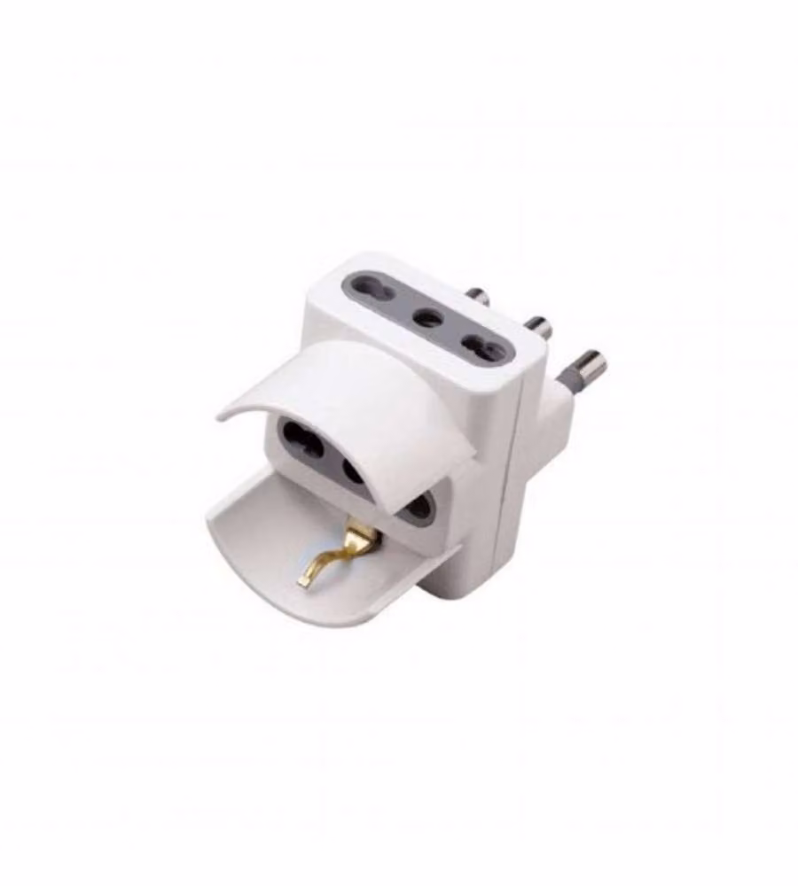 Adattatore Multipresa V-TAC Bianco con 2 Prese Laterali e 1 Presa Frontale 10/16A 2P+T e Shuko 16A 2P+T