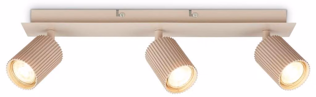 Briloner Plafoniera orientabile 45x8x9 cm attacco GU10 max. 9W a 3 luci beige - Faretto da soffitto per soggiorno corridoio cucina ufficio